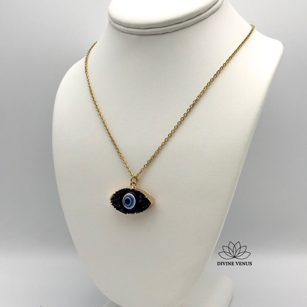 Evil Eye Druzy Necklace | Eye Am Protected Collection by Divine Venus - Picture 7 of 12